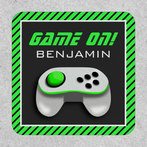 Green and White Video Game Controller Kids Patch