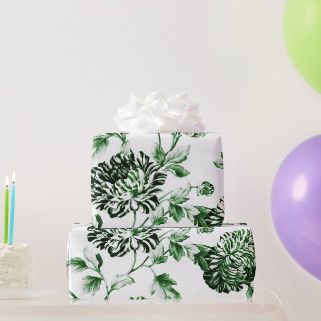 Botanical White Floral Wrapping Paper