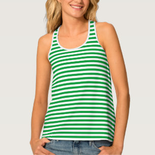 Green and White Vintage Thin Strip Women's Tank Top