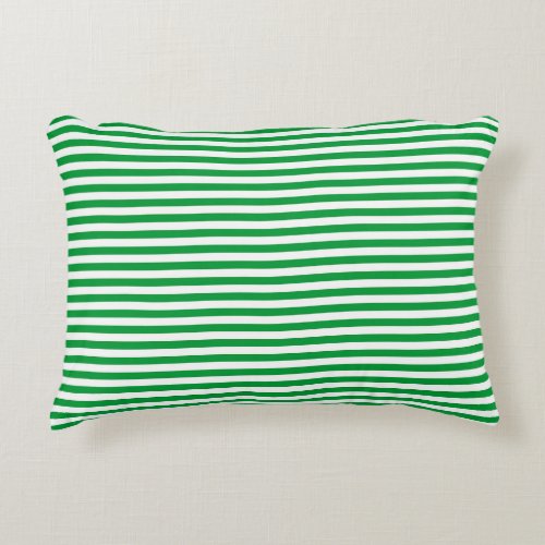 Green and White Vintage Thin Stripes Accent Pillow
