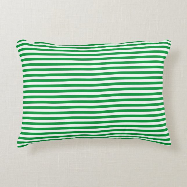 Green and White Vintage Thin Stripes Accent Pillow (Front)