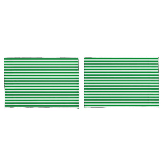 Green and White Vintage Thin Stripes Pillow Case (Front-Set)