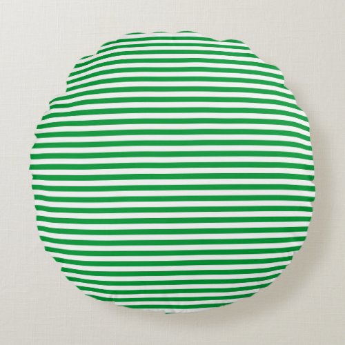 Green and White Vintage Thin Stripes Round Pillow
