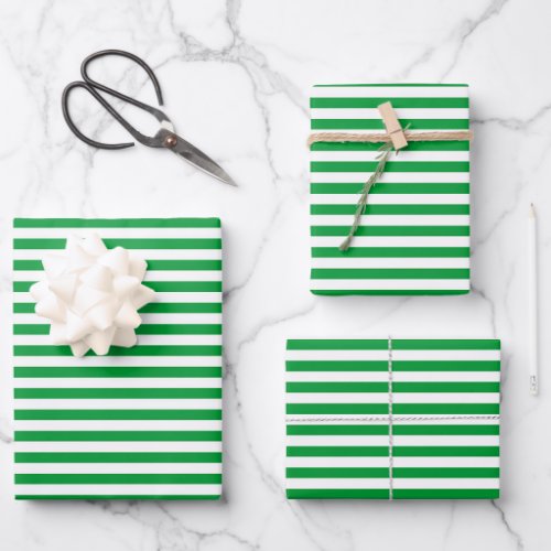 Green and White Vintage Thin Stripes Wrapping Paper Sheets