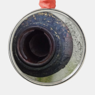 green and white vintage truck gas metal ornament