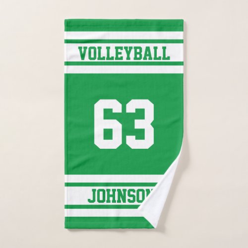 Green and White  Volleyball _ 100 Customize Hand Towel