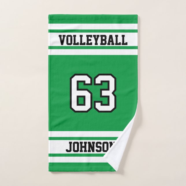 Green and White 🏐 Volleyball - 100% Customize Hand Towel (Hand Towel)