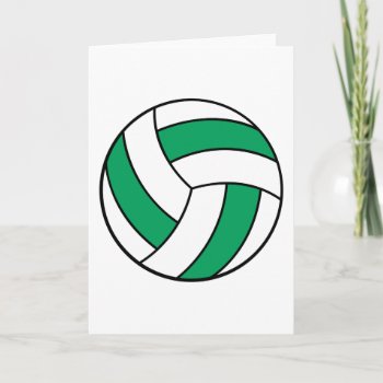 Green And White Volleyball Card by sports_shop at Zazzle