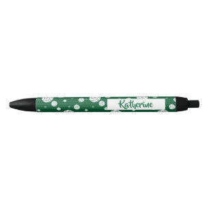 Green and White Volleyball Pattern Pen