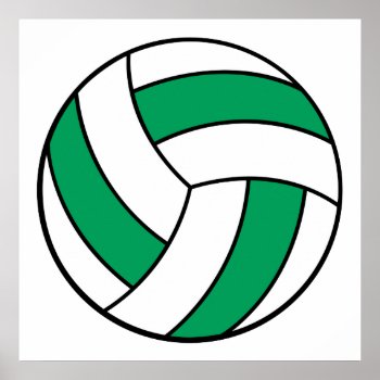 Green And White Volleyball Poster by sports_shop at Zazzle