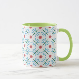 Green and White Water Lilies Ringer Mug