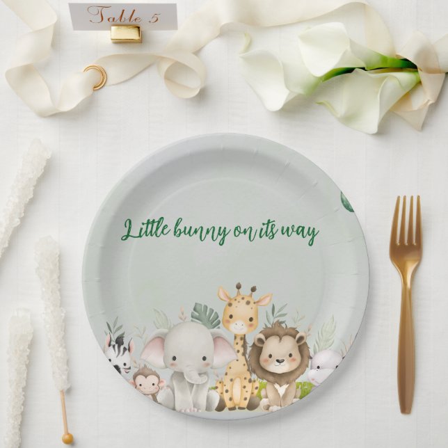 green and white watercolor baby shower plates (Wedding)