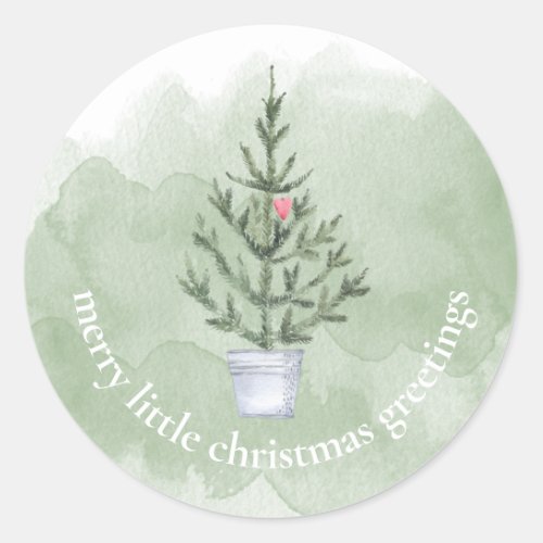 Green and White Watercolor Christmas Envelope Seal