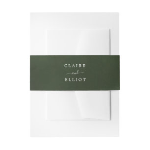 Green and White Watercolor Wedding Invitation Belly Band