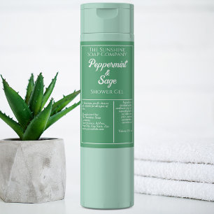 Green and white waterproof cosmetics bottle label