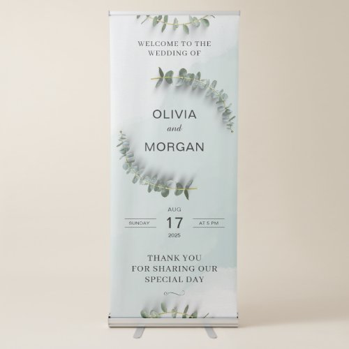 Green and White Wedding Retractable Banner