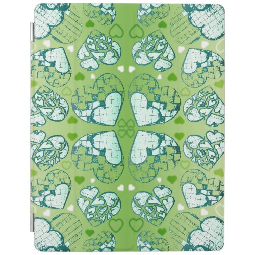 Green and white Whimsical Romantic Hearts pattern iPad Smart Cover