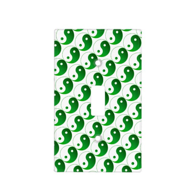 Green and White Yin and Yang Pattern Light Switch Cover (Front)