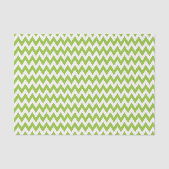 GREEN AND WHITE ZIG ZAG STRIPES TISSUE PAPER (Front)