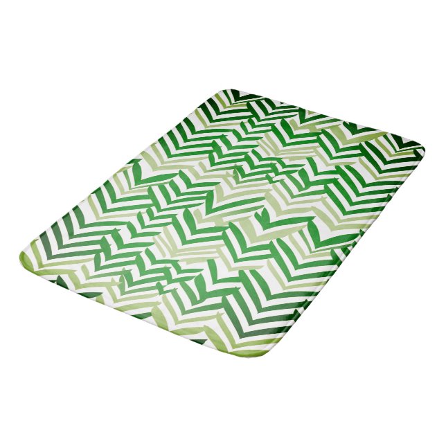 Green and white ZigZag Bath Mat (Angled)