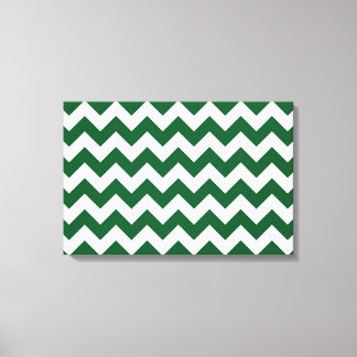 Green and White Zigzag Canvas Print