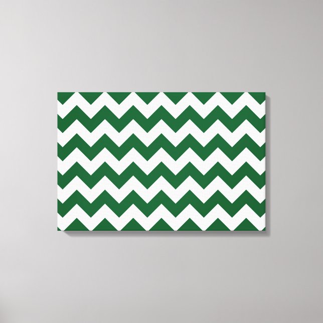Green and White Zigzag Canvas Print (Front)