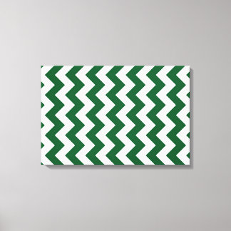 Green and White Zigzag Canvas Print