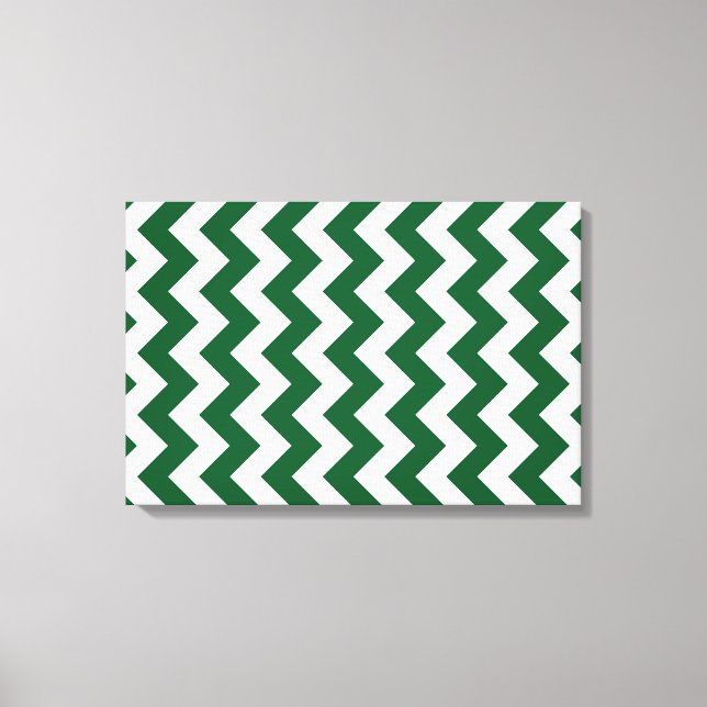 Green and White Zigzag Canvas Print (Front)