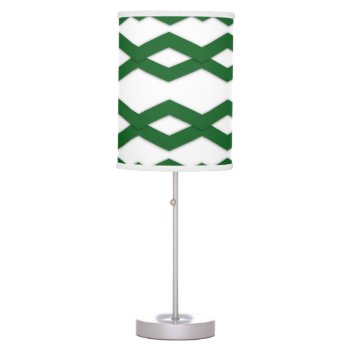Green and White Zigzag Design Table Lamp