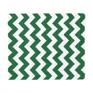 Green and White Zigzag Fleece Blanket