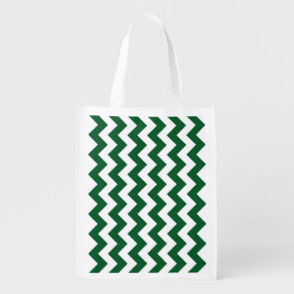 Green and White Zigzag Grocery Bag