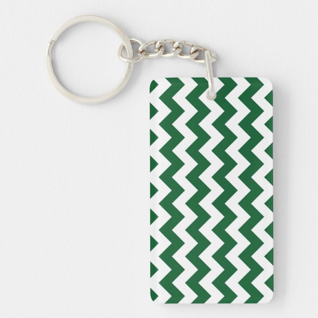 Green and White Zigzag Keychain (Front)
