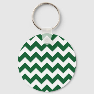Green and White Zigzag Keychain