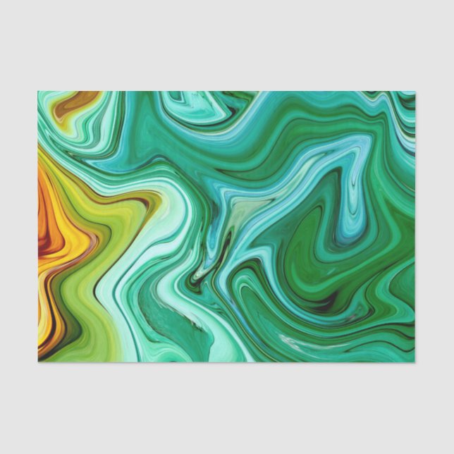 Green and Yello/Gold Agate pattern Tissue Paper (Front)