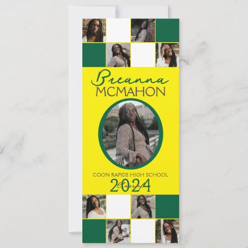 Green and Yellow 9 Photo Graduation Announcement