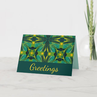 Green and yellow abstract squares card