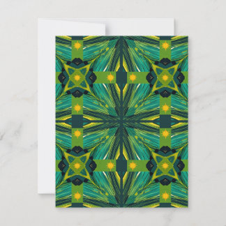 Green and yellow abstract squares note card