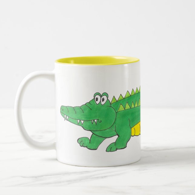 Green and Yellow Alligator Gator Mug (Left)