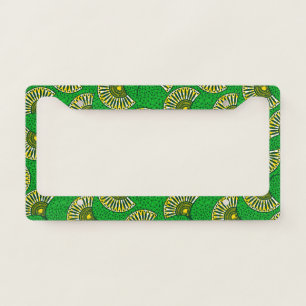 Green And Yellow Ankara Fan Print License Plate Frame