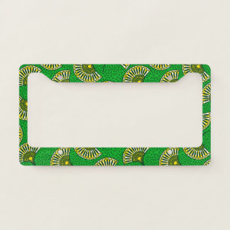 Green And Yellow Ankara Fan Print  License Plate Frame