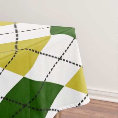 Green and Yellow Argyle Pattern Tablecloth