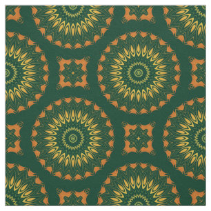 Green and Yellow Boho Chic Decorative Pattern Fabric