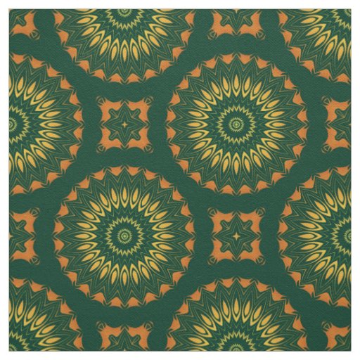 Green and Yellow Boho Chic Decorative Pattern Fabric