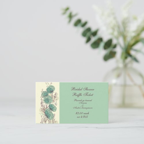 Green and Yellow Bridal Shower Raffle Tickets Enclosure Card