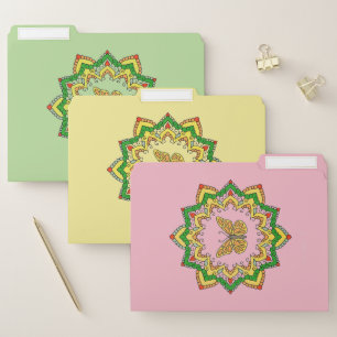 Green and Yellow Butterfly Mandala File Folder