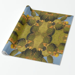 Green and Yellow Cactus Glossy Wrapping Paper