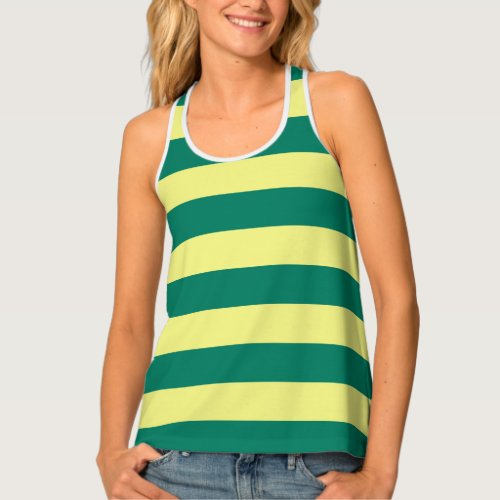 Green and Yellow Chalk Vintage Large Stripes Tank Top