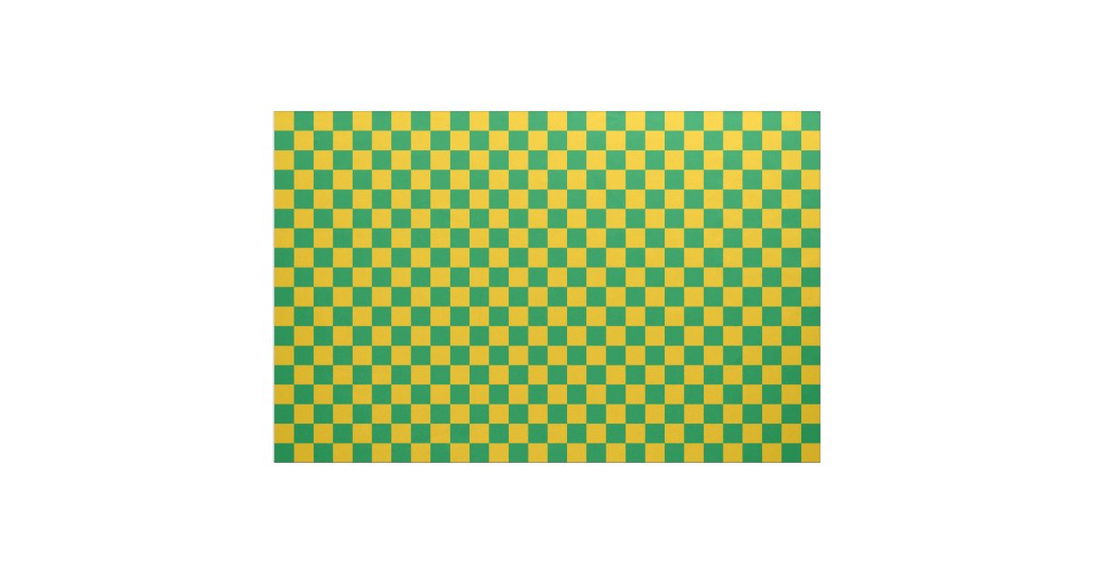 Green and yellow checkerboard pattern fabric | Zazzle