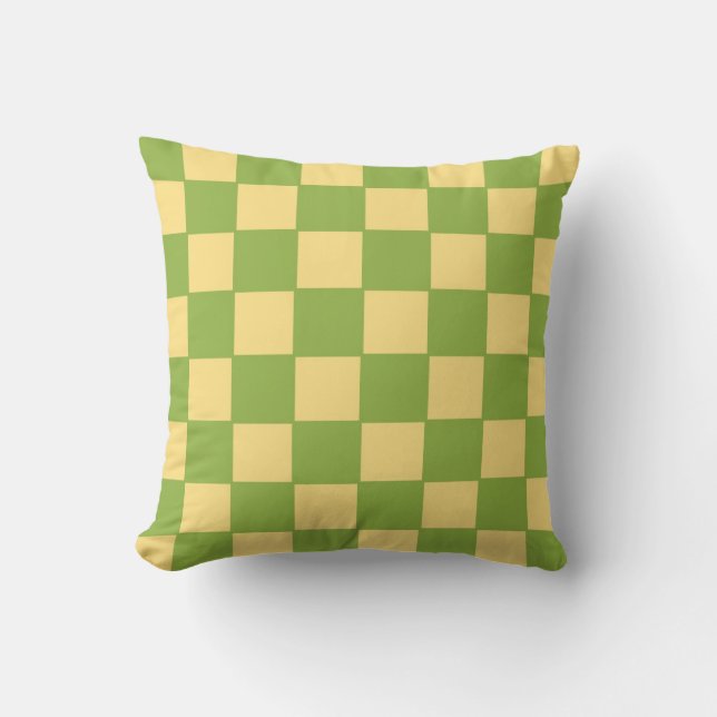 Green and Yellow Checkered Pillow (Front)