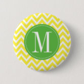 Retro Rainbow Chevron Monogram Button